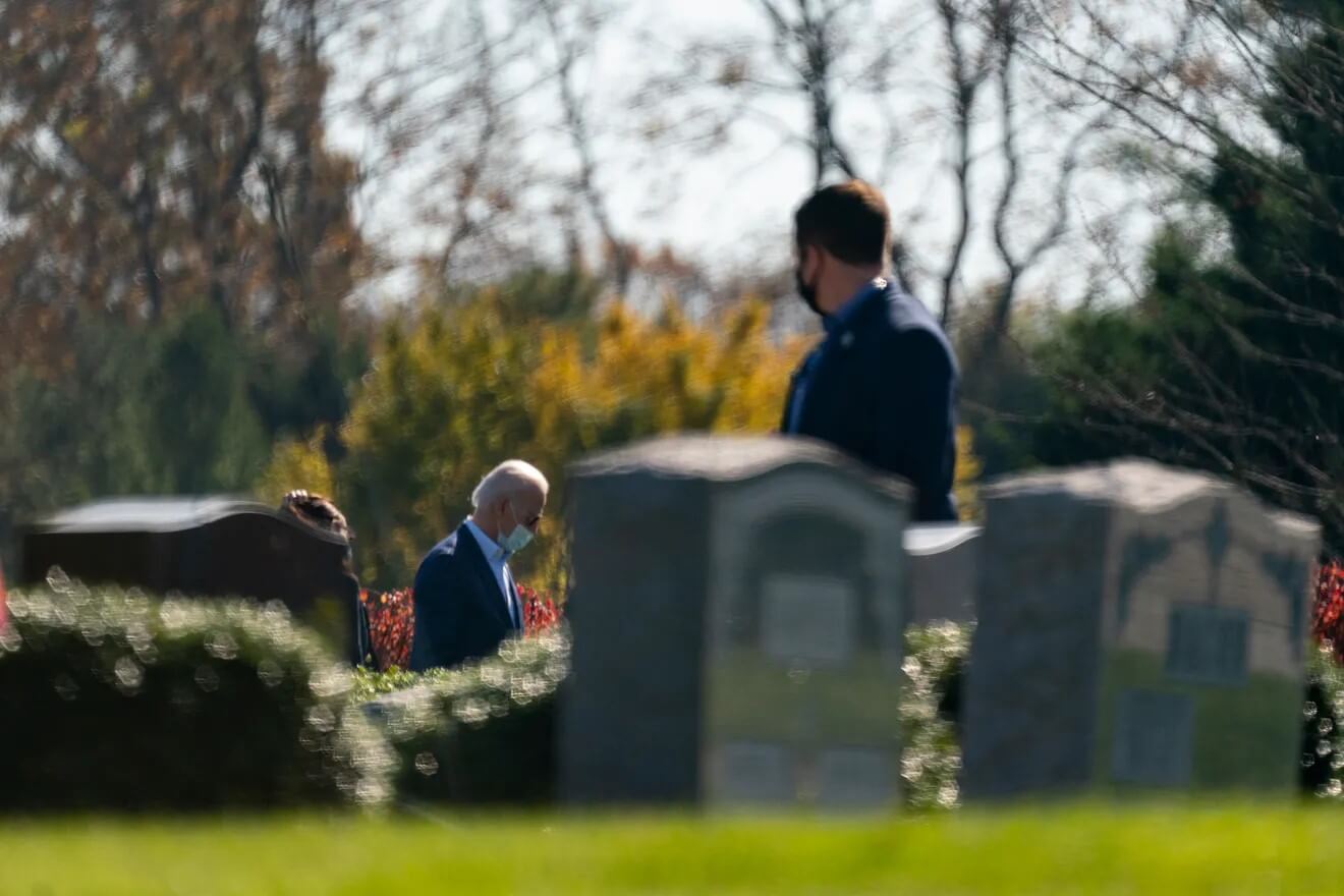 President Joe Biden in cemetery