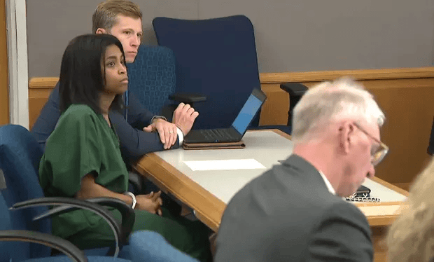 Deja Coleman in court. CBS News / Atlanta