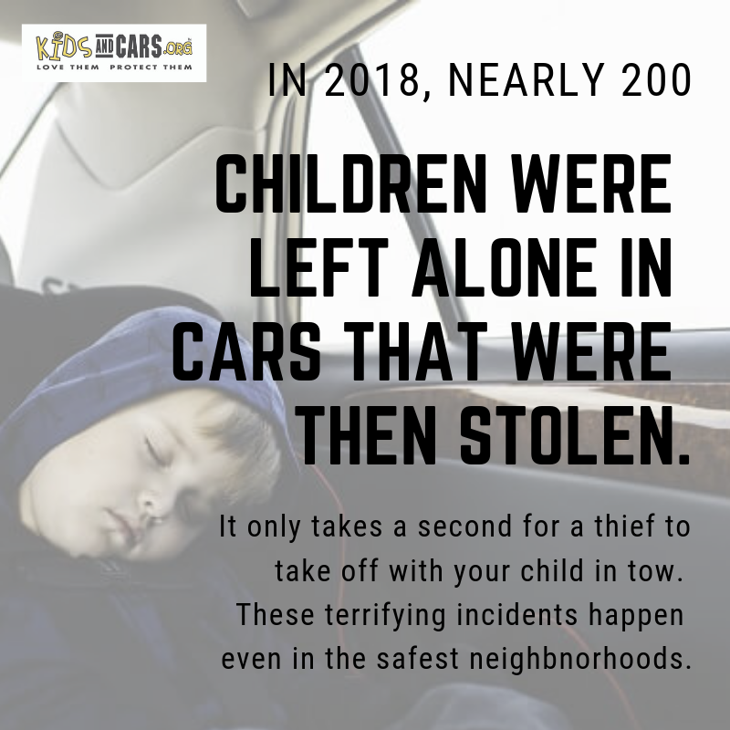 in 2018, nearly 200 children were left alone in cars that were then stolen