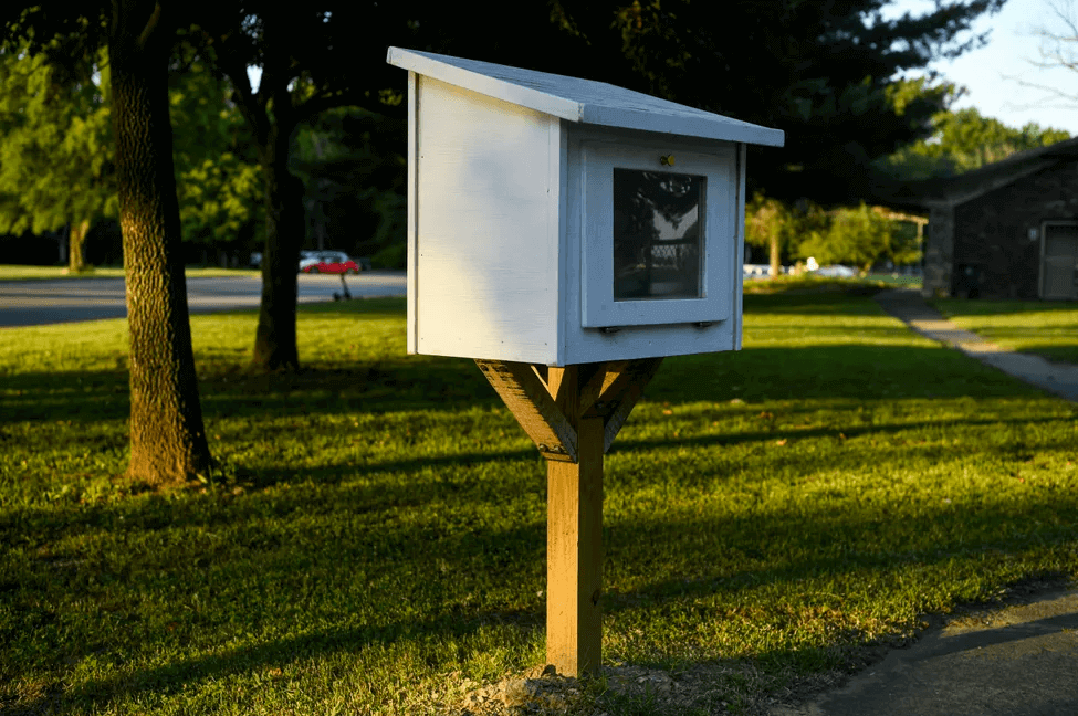 A little library stands near the playground at Wesselman Park in Evansville. The Dill family set up several "little libraries" around Evansville to honor their son Oliver through their nonprofit organization Be Kind For Ollie.